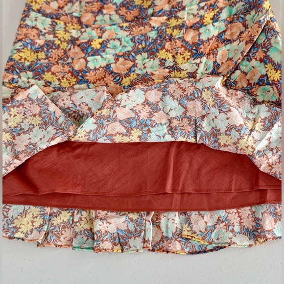 Veronica Beard Lindsay Ruched Floral Print Mini Skirt Ruffle Hem Cotton Sz 6 - Picture 6 of 12